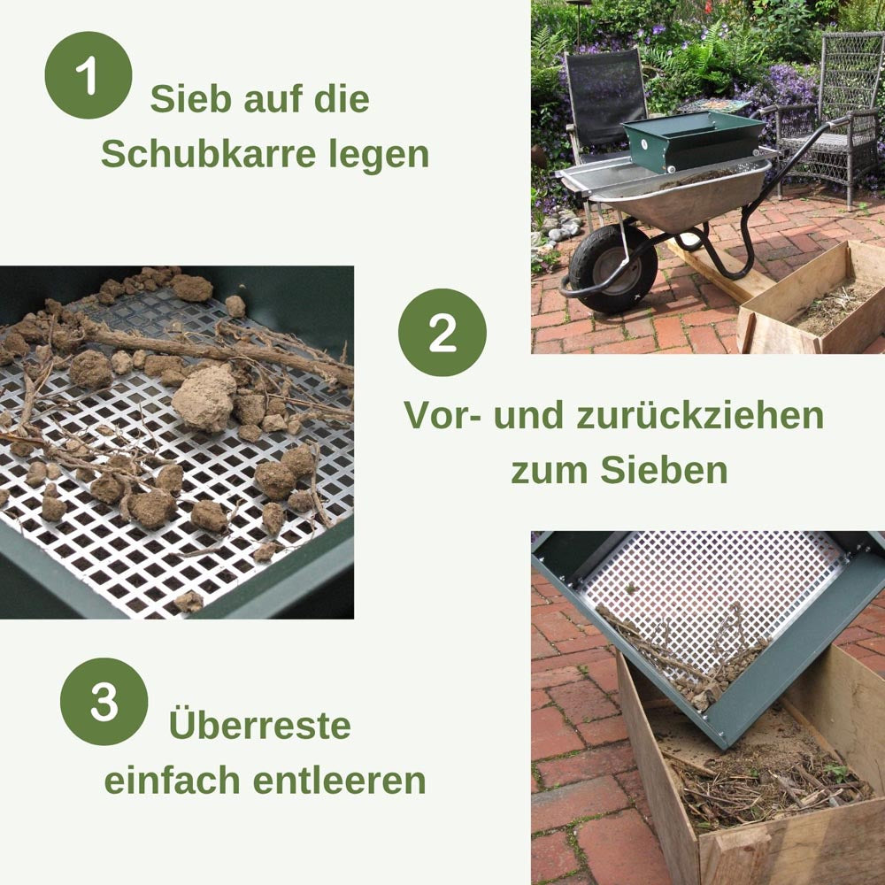 Ansicht von oben auf das Jetroc III – Quadrat-Loch-Siebboden (10 × 10 mm) und hohe Seitenwände zur Materialführung.